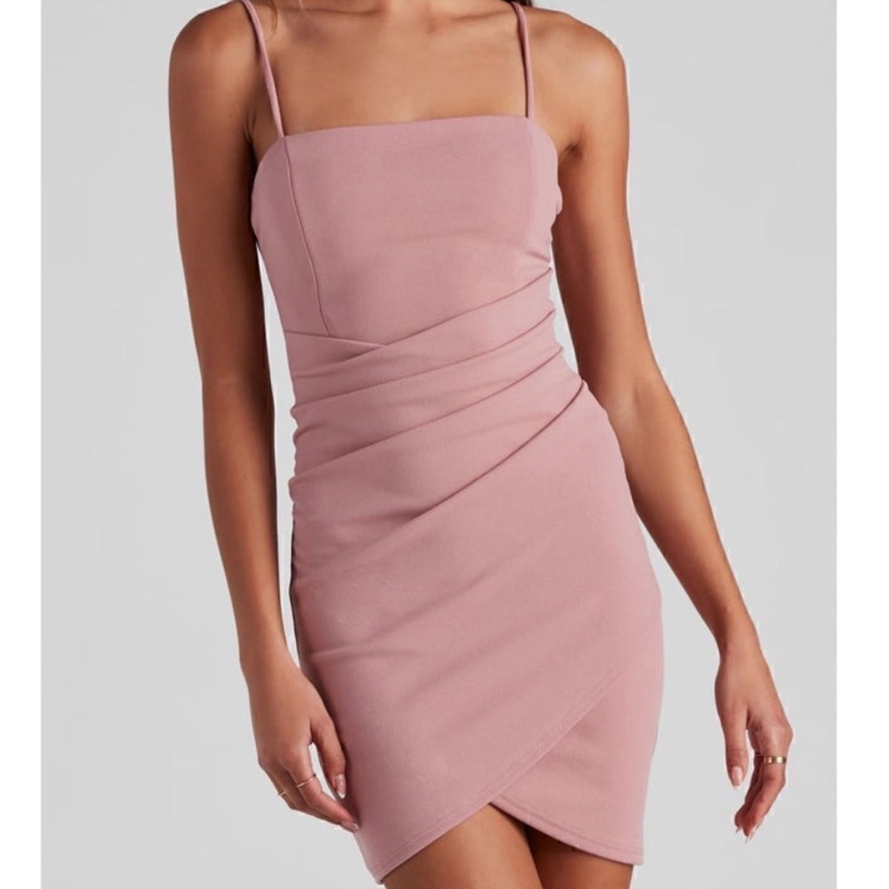 Windsor Pink Wrapped In Stylish Crepe Mini Dress